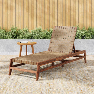 English Elm Christopher Knight Home® - Outdoor Rope Chaise Lounge with Acacia Wood Frame and Adjustable 4-Position Recline for Patio Comfort Light Brown,Mocha 84.84 L x 29.13 W x 5.78 H N776P288556B