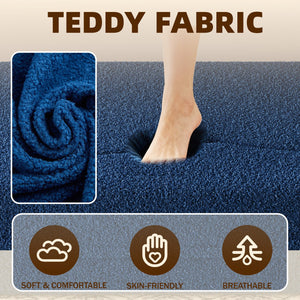 English Elm Modern Full Size Folding Sofa Bed with Teddy Fabric, Foam-Filled 15" Sleeper, 2 Pillows, No Assembly Required Blue W1885P272263