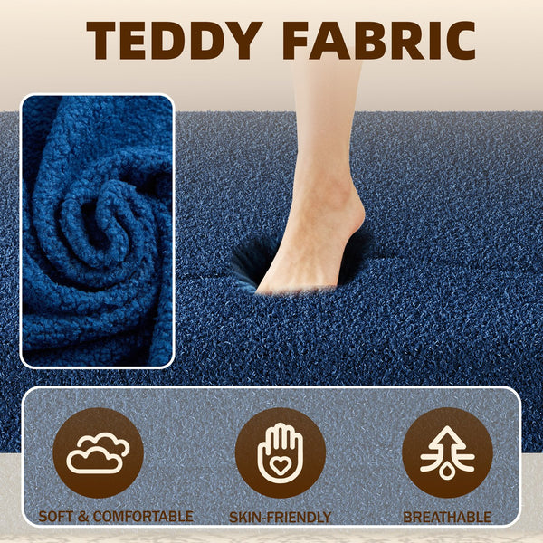 English Elm Modern Full Size Folding Sofa Bed with Teddy Fabric, Foam-Filled 15" Sleeper, 2 Pillows, No Assembly Required Blue W1885P272263