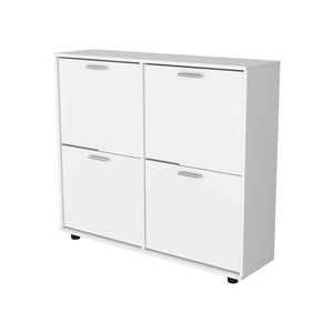English Elm FM Nutrioso Tilt-Out Shoe Cabinet with Scratch-Resistant Finish, Space-Saving Design for Small Rooms White 47.64 L x 25.59 W x 4.72 H B128P301380