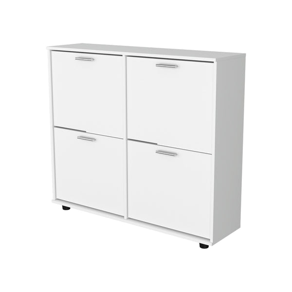 English Elm FM Nutrioso Tilt-Out Shoe Cabinet with Scratch-Resistant Finish, Space-Saving Design for Small Rooms White 47.64 L x 25.59 W x 4.72 H B128P301380