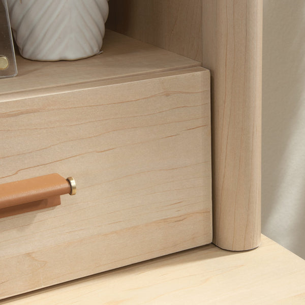 English Elm Desktop Hutch with Brown Finish, Engineered Wood, Open & Hidden Storage, Adjustable Shelves, Cord Management System B356P367816