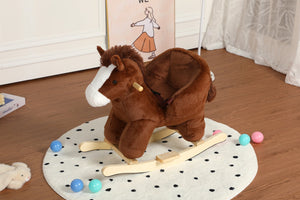 English Elm Kids Plush Rocking Horse Toddler Toy with Sound Box Hand Puppets and Secure Safety Belt W3723P374143