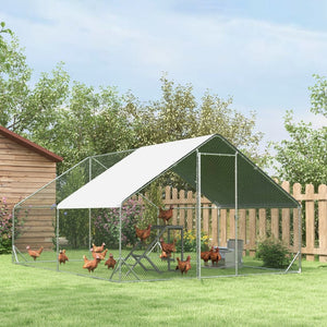 English Elm Pawhut 25 Lbs Automatic Poultry Feeder - Durable Weatherproof Galvanized Steel For Easy Chicken Care W2225P217610-GIGA