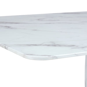 English Elm Table and Chair Set Modern Marble Glass Top Dining with Six Pu Leather Seats W1151S02125