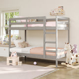 Simple Solid Wood Twin Over Twin Bunk Bed Grey SOPB3HGY Walker Edison