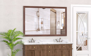 English Elm 60"X40" Oversized Modern Rectangle Bathroom Mirror - Stylish Walnut Frame For Versatile Wall Mounting W708P297673