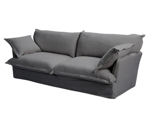English Elm 87.4'' Modern Comfy Upholstered Sofa Cloud Couch - Deep Seat, Removable Washable Covers, Plush Dark Gray W2357P272956