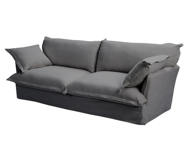 English Elm 87.4'' Modern Comfy Upholstered Sofa Cloud Couch - Deep Seat, Removable Washable Covers, Plush Dark Gray W2357P272956