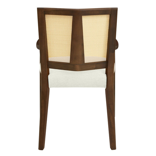 English Elm Christopher Knight Home® - ARM Mid-Century Dining Chair with Rattan Back & Upholstered Foam Seat, Solid Rubberwood Frame Beige,Walnut N771P254005T