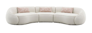 English Elm Sahara Beige Boucle Sectional Sofa with 3 Pillows — Modern Stainless Steel Base, Pocket Coil Comfort and Durable Wood Frame B2726S00249