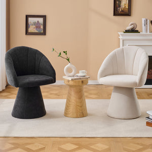 English Elm 068-chenille Swivel Accent Armchair Sculptural Curved Back Upholstered Living Room Seat Beige W527P438692