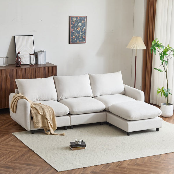 English Elm Christopher Knight Home® - 99 In. Modular L-Shaped Sectional Sofa Set With Ottoman – Versatile, Stylish, And Comfortable Solution N773IS00004W