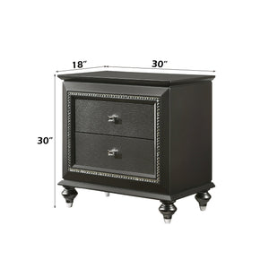 English Elm Kaitlyn Metallic Grey Nightstand with Crystal Trim, Felt-Lined Drawers & Dovetail Storage Elegance B2726P271936