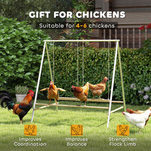 English Elm Coop Galvanized Steel Pine Roosting Bar Set with Dual Swings for 4 to 6 Chickens T3971P433775