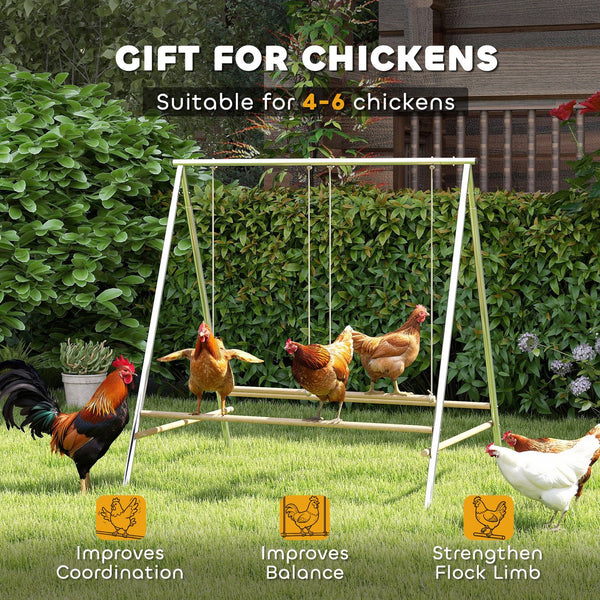 English Elm Coop Galvanized Steel Pine Roosting Bar Set with Dual Swings for 4 to 6 Chickens T3971P433775
