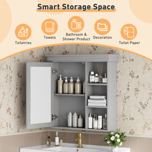 English Elm 30'' Wall Mount Bathroom Cabinet with Mirror Soft Close Door and Adjustable Shelf Gray N710P209425E