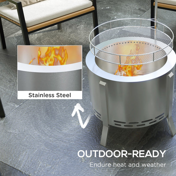 English Elm Outsunny Smokeless Wood Burning Fire Pit Bbq Grill Stainless Steel Outdoor Bonfire W2225P174305