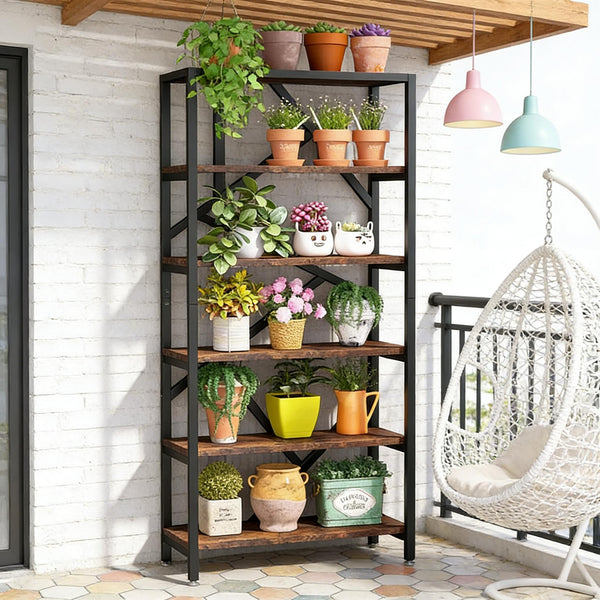 English Elm Display Cabinet Wall Mounted 5 Tier Glass Door Shelving for Collectibles Matte Black T3971P448682
