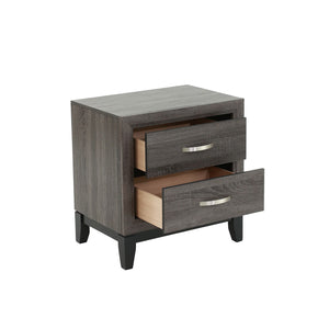 English Elm Two-Tone Wooden Nightstand with Two Drawers, Contemporary Grey Finish, Stylish Bedside Storage and Charm Grey+Black B016P251357