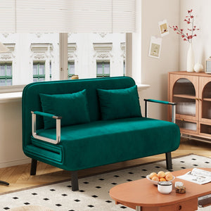 English Elm 39″ Convertible Chair Bed with Adjustable Backrest & Pillow, Steel-Frame Sleeper Chair for Small Spaces Comfortable Multifunctional Lounge Sofa Antique Green W1767P192816