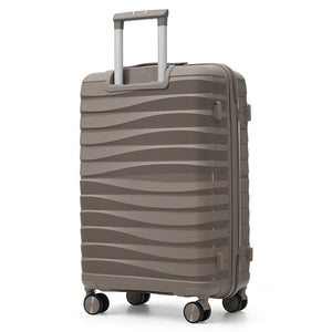 English Elm Premium Polypropylene Hard Shell Luggage Set Three Piece with Tsa Locks Spinner Wheels Light Brown N726P460073A