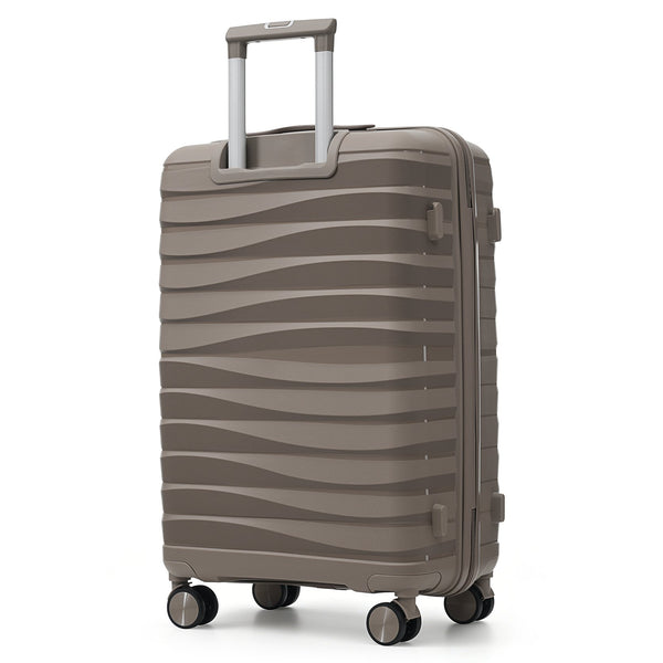 English Elm Premium Polypropylene Hard Shell Luggage Set Three Piece with Tsa Locks Spinner Wheels Light Brown N726P460073A