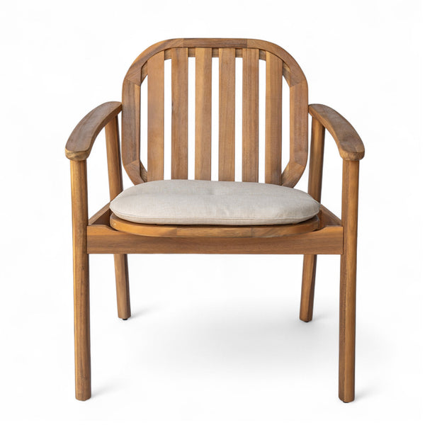 English Elm Christopher Knight Home® - Meja Teak+ Beige Dining Chair Set of 2 with Eucalyptus Legs, Vertical Slat Back & Beige Cushions N775P282728T