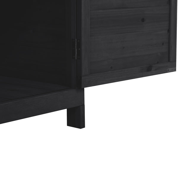 English Elm TOPMAX Rustic Fir Wood Potting Bench 39" with Galvanized Top, 2-Tier Shelves & Side Hooks, Black - Durable Garden Workstation N717P220218B