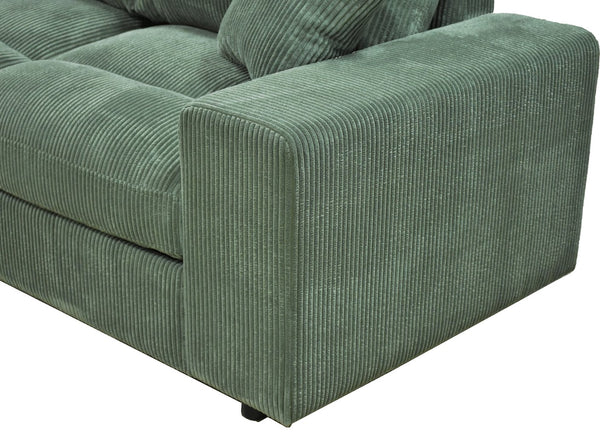 English Elm Sectional with Ottomans Low Profile Modern Minimalist Sofa for Open Living Rooms Dark Green B2748S00092