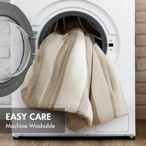 JLA Home Woolrich - Comforter Oversized 3-Piece Set with Cotton Gauze Face, Plush Poly-Fill, Waffle Texture & OEKO-TEX Quality Tan WR10-4051