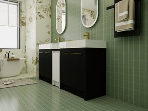 English Elm 72 Inch Freestanding Bathroom Vanity Set With Resin Sink, Storage Cabinets & Soft-Close Doors W999S00300