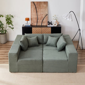 English Elm 104-Inch Corduroy Modular L Shaped Sectional Sofa with Plush Foam, No Assembly, Versatile Lounge Green W834S00388