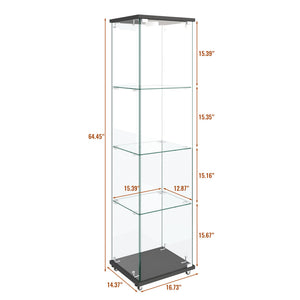 English Elm Modern Glass Display Cabinet With Rgb Led Lights, Quick Assembly, 1-Door 4-Shelf Design For Any Space W241P242901