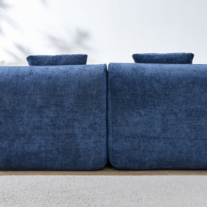 English Elm 111" L Shaped Cloud Sofa Plush Chenille Upholstered High Density Foam Apartment Living Room Blue W1669S00055