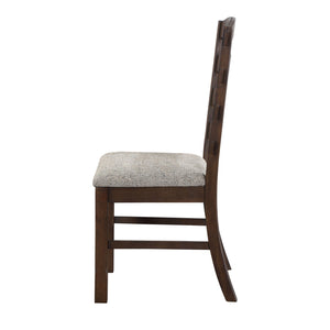 English Elm Grey Ladder Back Side Chairs Set Of 2 - Rustic Brown Finish, Comfortable Upholstered Seating For Any Decor B062P182764