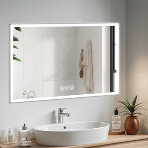 English Elm 48*32In Led Framed Bathroom Vanity Mirror - Anti-Fog, Adjustable Lighting, Durable & Stylish Design W2709P268900