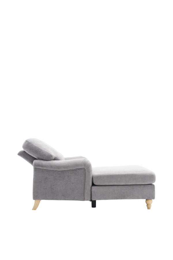 English Elm Modern Mid-Century Oversized Chaise Lounger Sofa Bed with Solid Wood Legs, Deep Seat Comfort Sleeper Grey W2363S00070