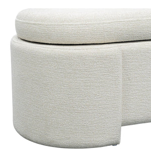 JLA Home Martha Stewart - Fully Upholstered Oval Storage Bench with Plush Seat, Soft-Close Lid, Hidden Interior, 400 lb Capacity MT105-0188