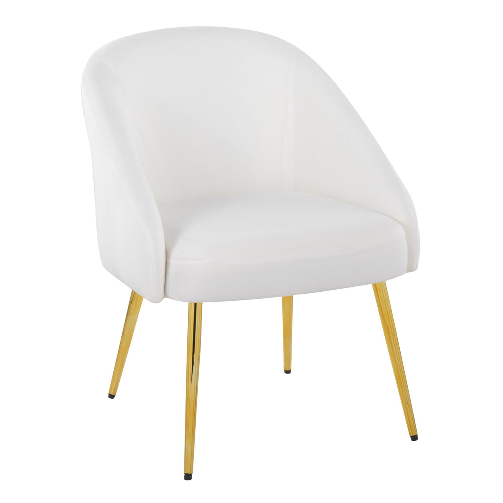 English Elm Contemporary Velvet Accent Chair with Gold Metal Legs for Living Room Decor White B202P223653