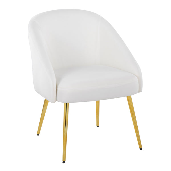 English Elm Contemporary Velvet Accent Chair with Gold Metal Legs for Living Room Decor White B202P223653