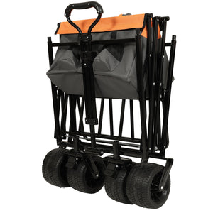 English Elm 480lbs Foldable All-terrain Wagon with Canopy Mosquito Net for Camping Outdoor Orange W2932P253227