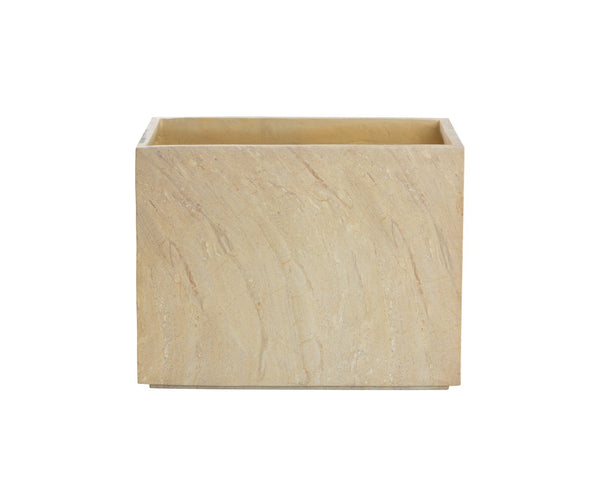 Sunpan LEILANI Planter - Medium Travertine-Style Rectangle - Durable, Elegant Design for Indoor & Outdoor Use 111372