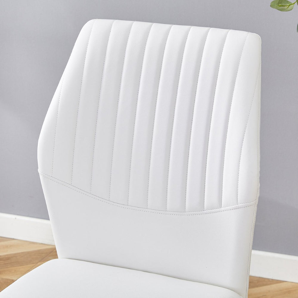 English Elm Table 39.7-Inch Modern Luxury Glass Dining Set With 6 White Pu Chairs & Gold Metal Legs For Elegance W1151S03982-GIGA