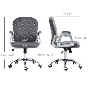English Elm Vinsetto Velvet Home Office Chair – Ergonomic Adjustable Desk Chair With Padded Armrests & Wheels W2225P200646-GIGA
