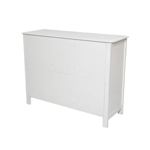 English Elm Cabinet with Three Doors Acacia Wood White Finish Gold Hardware Entryway Dining Storage N780P295774K