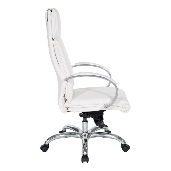 OSP Home Furnishings Deluxe Executive Faux Leather High Back Office Chair with Lumbar Support and Aluminum Base 7250-R101