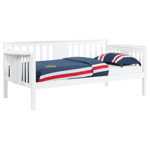 English Elm Albany Twin Daybed with Drop-Down Side Tables, White Wood Slat Design for Teens, Office & Guests B062P358373