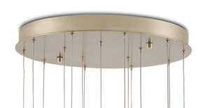 Glace White 15-Light Multi-Drop Pendant - Art Glass Elegance with Antique Brass & Silver Finish