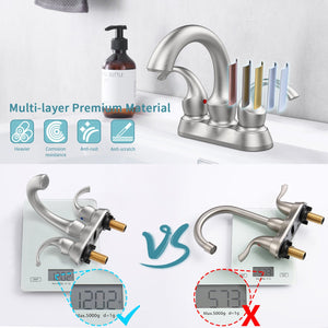 English Elm Bathroom Faucet 2-Handle Brushed Nickel Swan Style With Pop-Up Drain For Easy Installation, Fr4075-Np T3177P277547